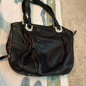 B. Makowski  Black Leather Shoulder Bag
